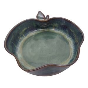 Sandra O'Quinn Pottery Peacock Blue Glazed Apple Dish